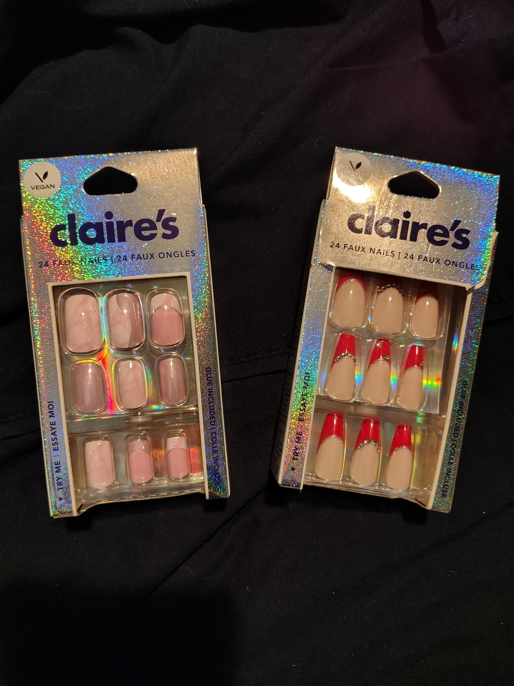 Claire's Press-On Nail Sets - Pink Ombre & Red Tip Styles For Sale!